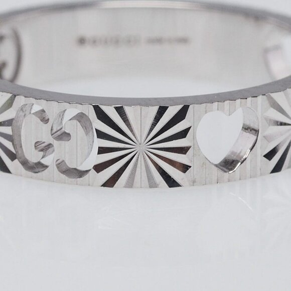 Gucci 18k White Gold Icon Heart Cut Out Ring Size 6.5 - Picture 2 of 8